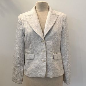 Michael Kors Womens White w Silver Metallic Pattern Blazer / Size 14